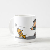 Fun Cartoon Boy and Dog Playing Fetch Kaffeetasse (Vorderseite Links)