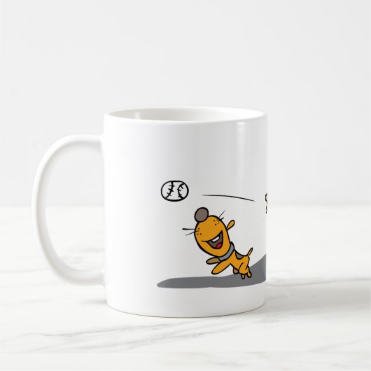 Fun Cartoon Boy and Dog Playing Fetch Kaffeetasse (Links)