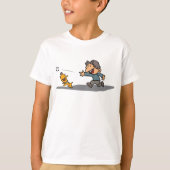 Fun Cartoon Boy and Dog Playing Fetch T-Shirt (Vorderseite)