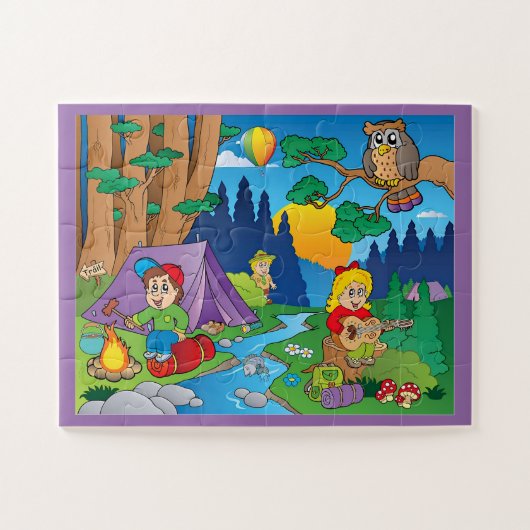 Fun Cartoon Camping Puzzle (Horizontal)