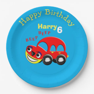 Fun Cartoon Car Thema Geburtstag Pappteller