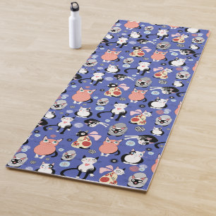 Fun Cartoon Cats Yoga Mat Yogamatte