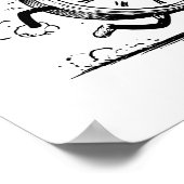 Fun Cartoon Coloring Page: Ablaze Clock Sketch Poster (Ecke)