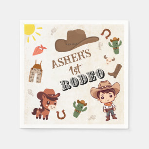 Fun Cartoon Cowboy Kids Wild West Birthday Serviette