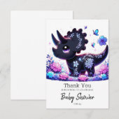 Fun Cartoon Dinosaur Babydusche Dankeskarte (Vorne/Hinten)