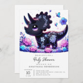 Fun Cartoon Dinosaur Babydusche Einladung (Vorne/Hinten)