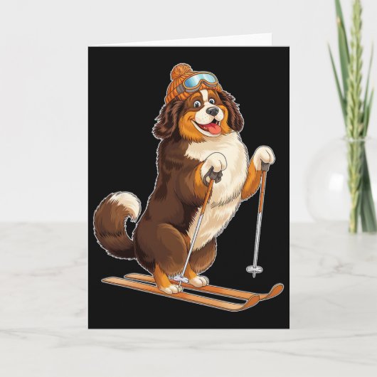 Fun Cartoon Dog Skigenuss Karte (Vorderseite)