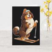 Fun Cartoon Dog Skigenuss Karte (Gelbe Blume)