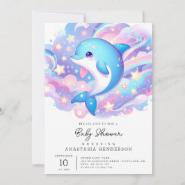 Fun Cartoon Dolphin Babydusche Einladung