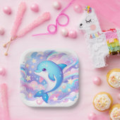 Fun Cartoon Dolphin Babydusche Pappteller (Party)