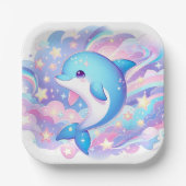 Fun Cartoon Dolphin Babydusche Pappteller (Vorderseite)