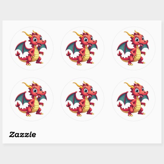 Fun Cartoon Dragon Sticker  (Blatt)