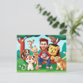 Fun Cartoon Image Messi niedlicher Tiere Postkarte (Stehend Vorderseite)