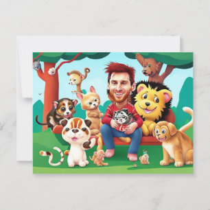 Fun Cartoon Image Messi niedlicher Tiere Postkarte