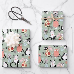 Fun Cartoon Katzen Geschenkpapier Set