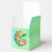 Fun Cartoon Lizard Leaf Bright Colors Blue Green Geschenkschachtel (Geöffnet)