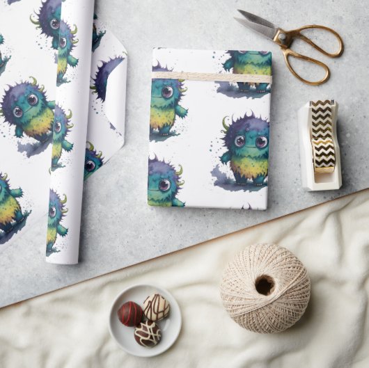 Fun Cartoon Monster Design Geschenkpapier (Kunsthandwerk)