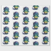 Fun Cartoon Monster Design Geschenkpapier (Flach)