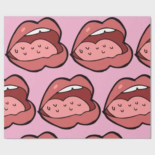 Fun Cartoon Open Mouth and Lips Geschenkpapier (Flach)