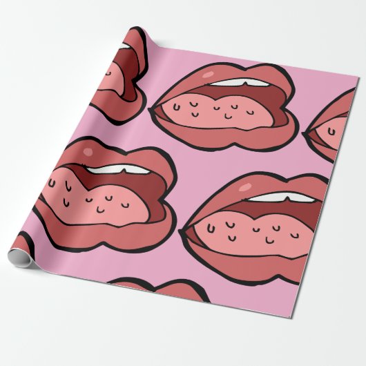Fun Cartoon Open Mouth and Lips Geschenkpapier (Ungerollt)