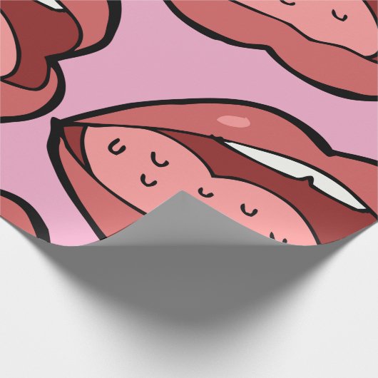 Fun Cartoon Open Mouth and Lips Geschenkpapier (Ecke)
