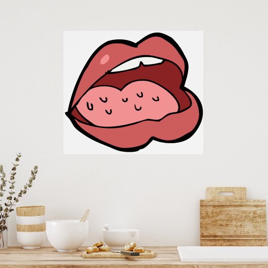 Fun Cartoon Open Mouth and Lips Poster (Küche)