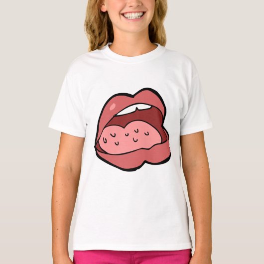 Fun Cartoon Open Mouth and Lips T-Shirt (Vorderseite)
