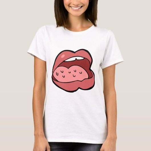 Fun Cartoon Open Mouth and Lips T-Shirt (Vorderseite)
