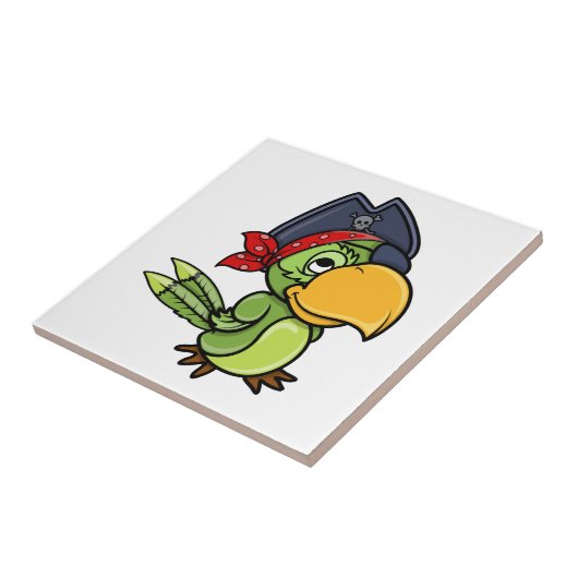 Fun Cartoon Pirate Parrot Fliese (Seite)