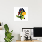 Fun Cartoon Pirate Parrot Poster (Heimbüro)
