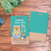 Fun Cartoon Reading Dog Library Hall Pass Badge Ausweis