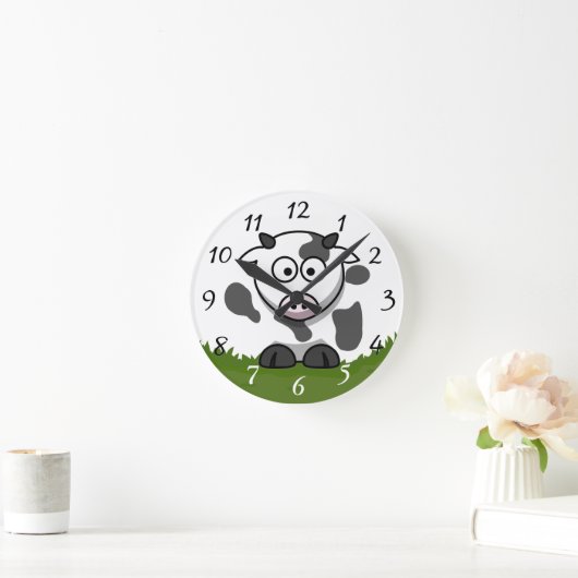 Fun Cartoon Round Cow Runde Wanduhr (Zuhause)