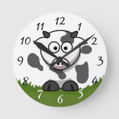 Fun Cartoon Round Cow Runde Wanduhr (Vorderseite)