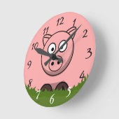 Fun Cartoon Round Pig Runde Wanduhr (Winkel)