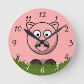 Fun Cartoon Round Pig Runde Wanduhr (Vorderseite)