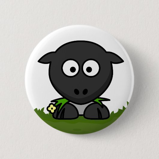 Fun Cartoon Round Sheep Button (Vorderseite)