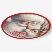 Fun Cartoon Santa Claus Rudolph Dinner Plates Pappteller (Schrägansicht)