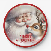 Fun Cartoon Santa Claus Rudolph Dinner Plates Pappteller (Vorderseite)