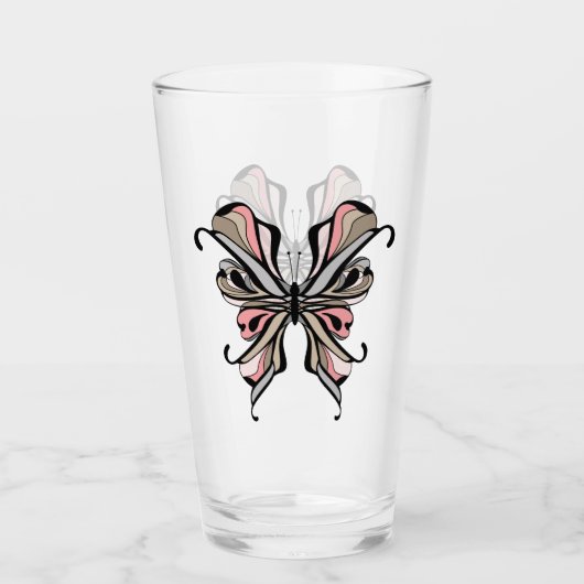 Fun Cartoon Schmetterling Fauna Tatoo niedliche Ki Glas (Vorderseite)