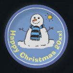 Fun Cartoon Snowman bei Christmas Design. Pappteller<br><div class="desc">Weihnachts-Party. Fun Cartoon-Style Snowman bei Christmas Design. Die Formulierung wird nach Bedarf geändert.</div>