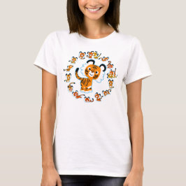 Fun Cartoon Tigers Mandala (blau) Frauenhemd T-Shirt