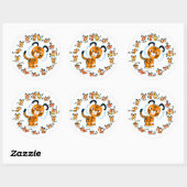 Fun Cartoon Tigers Mandala (Blue Aufkleber) Runder Aufkleber (Blatt)