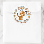 Fun Cartoon Tigers Mandala (Blue Aufkleber) Runder Aufkleber (Tasche)