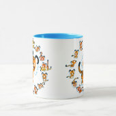 Fun Cartoon Tigers Mandala (Blue) Tasse (Zentrum)