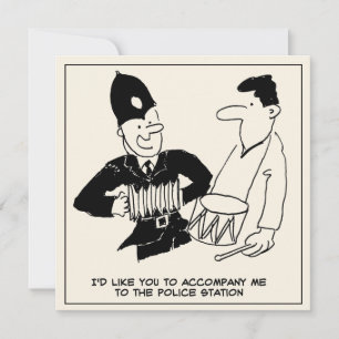 Fun Cartoon von Policeman frage Menschen, ihn zu b Karte