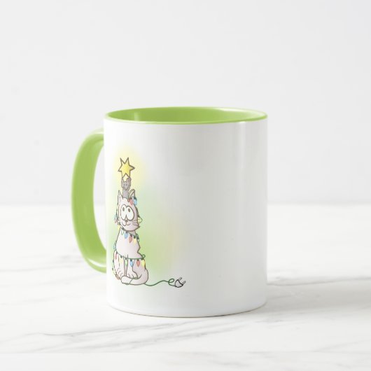 Fun Cartoon Weihnachtsdekorationen für Katzen und Tasse (Vorderseite Links)