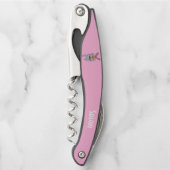 Fun Cartoon Weißer Bunny in Black Bow Krawatte Ros Kellnermesser (Vorderseite)