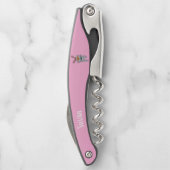 Fun Cartoon Weißer Bunny in Black Bow Krawatte Ros Kellnermesser (Rückseite)