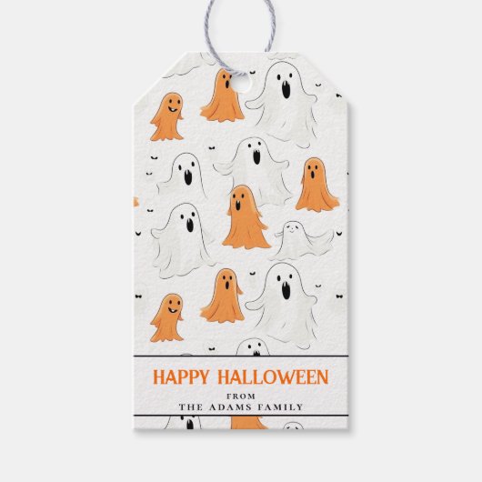 Fun Cartoonish Ghosts Personalisiert Happy Hallowe Geschenkanhänger (Vorderseite)