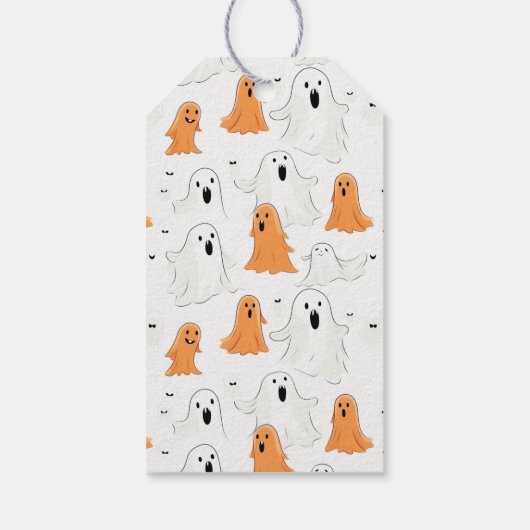 Fun Cartoonish Ghosts Personalisiert Happy Hallowe Geschenkanhänger (Rückseite)